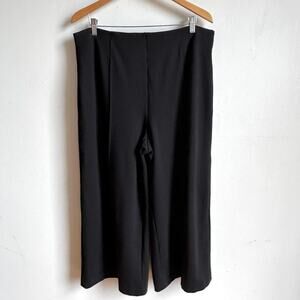 SPANX Point Pintuck Wide-leg Cropped Black Pants